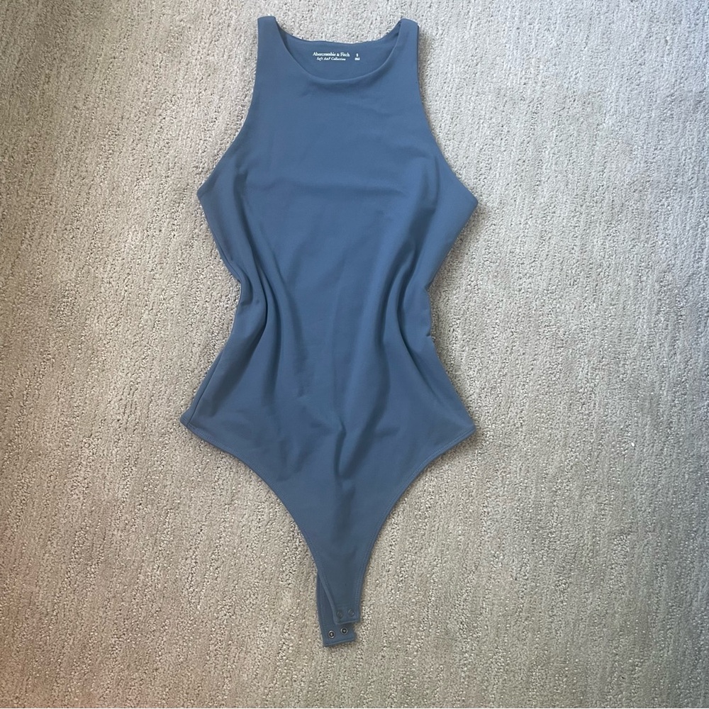 Abercrombie & Fitch Slate Blue Bodysuit Racerback High Neck